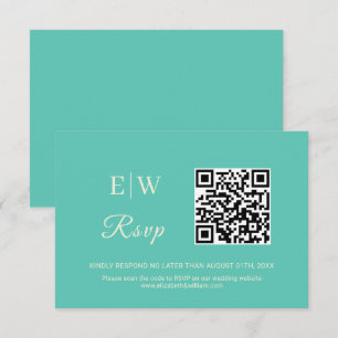 Elegantes einfaches Aquatic Awe mit Monogram Weddi RSVP Karte