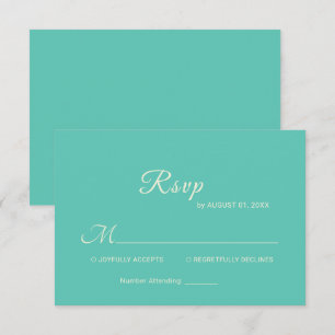 Elegantes einfaches Aquatic Awe mit Monogram Weddi RSVP Karte