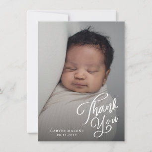 Elegantes einfaches Babyschriftfoto Dankeskarte
