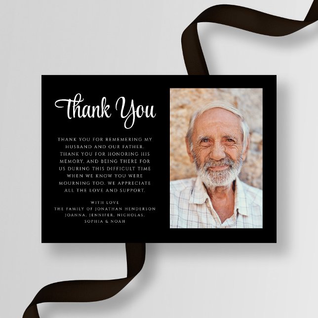 Elegantes Einfaches Beileid Foto Beerdigung Dankeskarte (Elegant Simple Sympathy Photo Funeral Thank You Card)