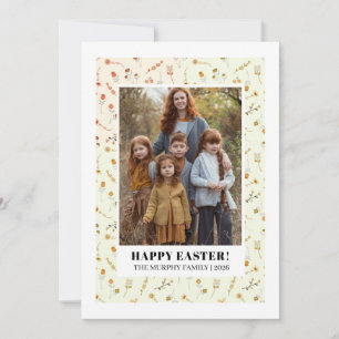 Elegantes einfaches buntes florales Ostern Familie Feiertagskarte