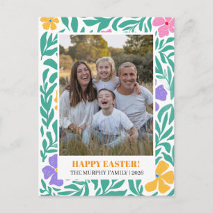 Elegantes einfaches buntes florales Ostern Familie Feiertagspostkarte