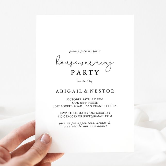 Elegantes einfaches Calligraphy Housewarming Party Einladung (Von Creator hochgeladen)