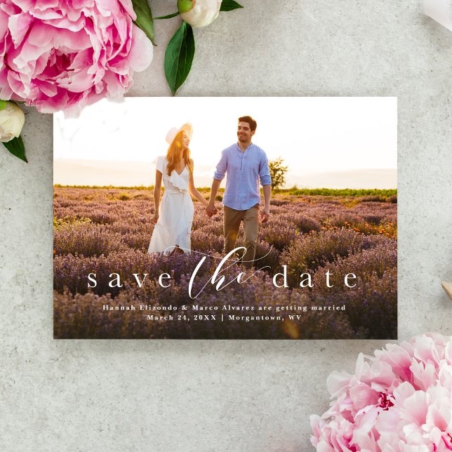 Elegantes einfaches Ein-Foto-Script Save The Date (Von Creator hochgeladen)