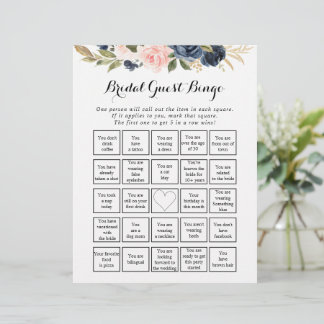 Elegantes einfaches florales Hochzeitsgästebingo-S