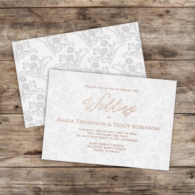 Elegantes, einfaches Foliage-Kalligrafie-Skript Folieneinladung (Von Creator hochgeladen)