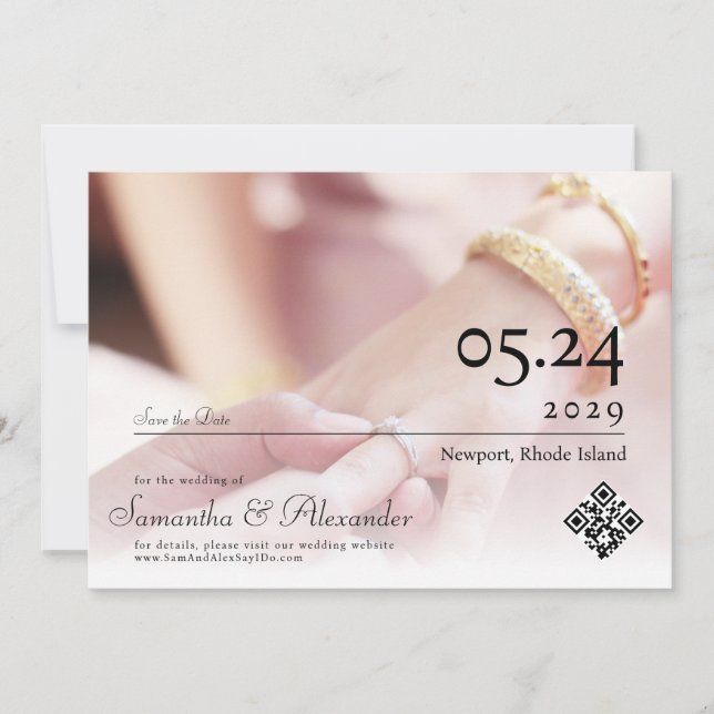 Elegantes einfaches formales Skript Einzigartiges  Save The Date (Vorderseite)