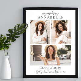 Elegantes einfaches Foto Collage Graduation Party- Poster