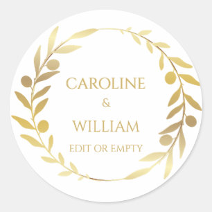 Elegantes einfaches Gold Wreath Custom Wedding Bus Runder Aufkleber