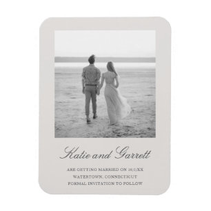 Elegantes einfaches graues Foto Save-the-Date Magnet