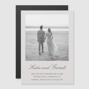 Elegantes einfaches graues Foto Save-the-Date Magneteinladung