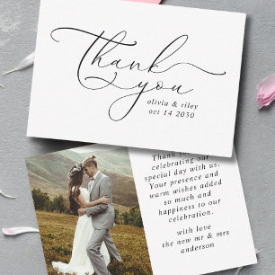 Elegantes einfaches Hochzeit-Dankeschön-Skript Fot Dankeskarte