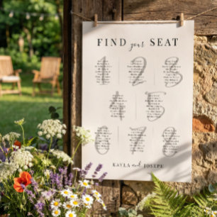 Elegantes einfaches Hochzeitssitzplan-Schild für 8 Poster