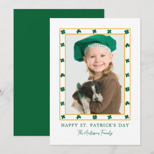 Elegantes einfaches Kleeblatt-Foto St. Patrick's D Feiertagskarte