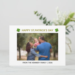 Elegantes einfaches Kleeblatt-Foto St. Patrick's D Feiertagskarte