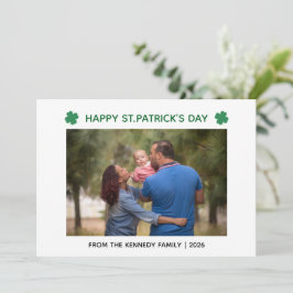 Elegantes einfaches Kleeblatt-Foto St. Patrick's D Feiertagskarte