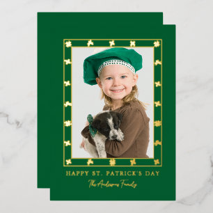 Elegantes einfaches Kleeblatt Foto St. Patrick's D Folien Feiertagskarte