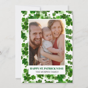 Elegantes einfaches Kleeblatt-Foto St. Patricks Ta Feiertagskarte