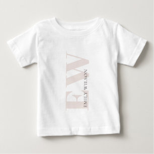 Elegantes einfaches Minimal Blush Pink Name Monogr Baby T-shirt