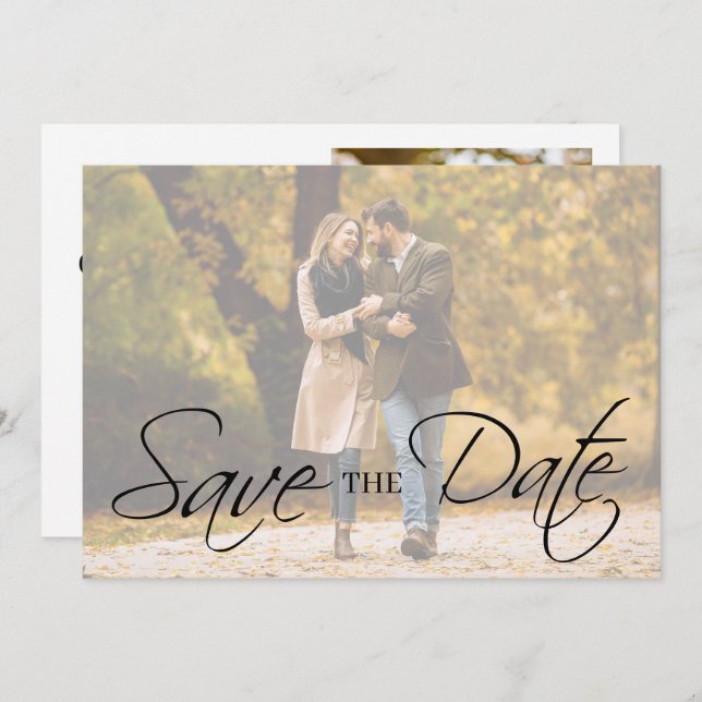 Elegantes einfaches Minimal-Foto Hochzeit speicher Save The Date (Vorne/Hinten)