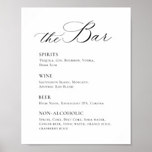 Elegantes einfaches Minimalistisches Bar Menu Hoch Poster