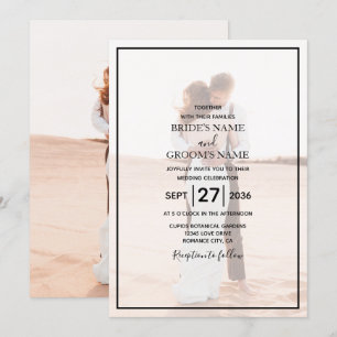 Elegantes Einfaches Minimalistisches Foto Hochzeit Einladung