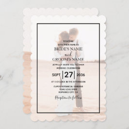 Elegantes Einfaches Minimalistisches Foto Hochzeit Einladung