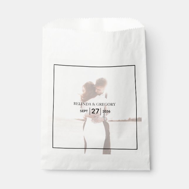 Elegantes Einfaches Minimalistisches Foto Hochzeit Geschenktütchen (Vorderseite)