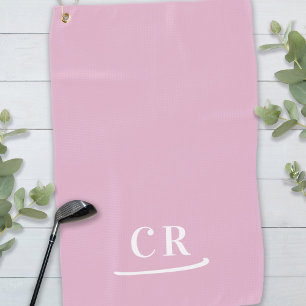 Elegantes, einfaches Mit Monogramm Modernes Rosa Golfhandtuch