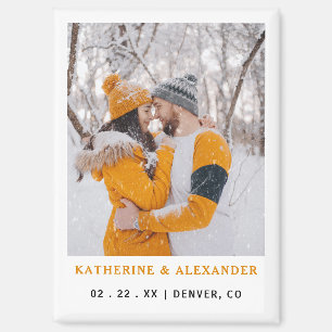 Elegantes, einfaches, modernes Foto Hochzeit rette Magnet