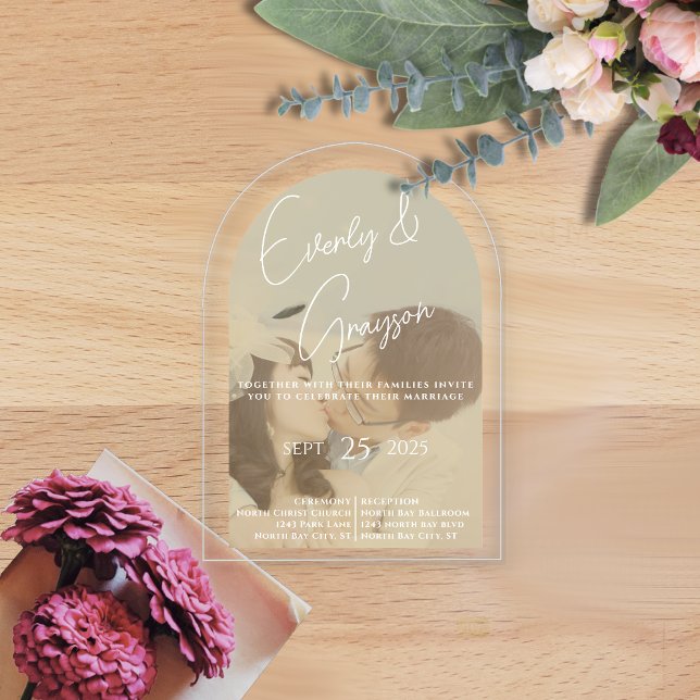 Elegantes Einfaches Modernes Minimalistisches Foto Acryleinladungen (Von Creator hochgeladen)