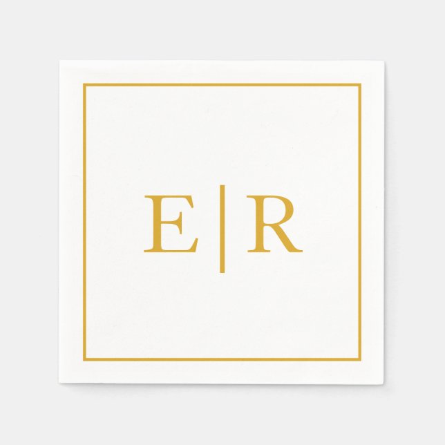 Elegantes einfaches Monogramm Goldene Hochzeit Serviette (Vorderseite)