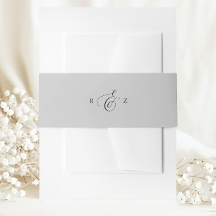 Elegantes einfaches Monogramm Hochzeit in weichem  Einladungsbanderole