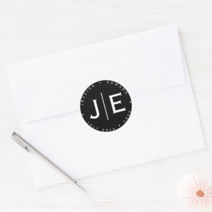 Elegantes einfaches Monogramm Modernes Chic Minima Runder Aufkleber