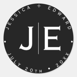 Elegantes einfaches Monogramm Modernes Chic Minima Runder Aufkleber