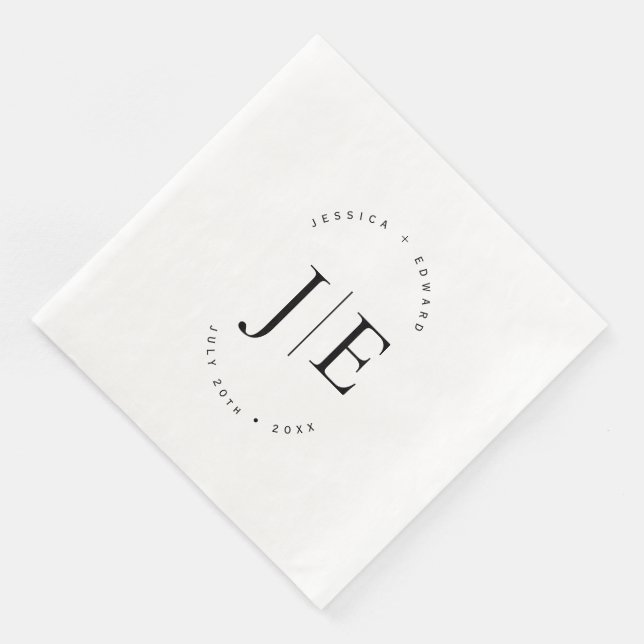 Elegantes einfaches Monogramm Modernes Chic Minima Serviette (Ecke)