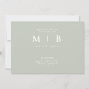 Elegantes & einfaches Monogramm Sage-Eltern-Einlad Einladung