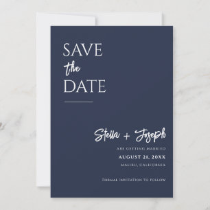 Elegantes einfaches Navy Blue Modernes Chic Foto H Save The Date
