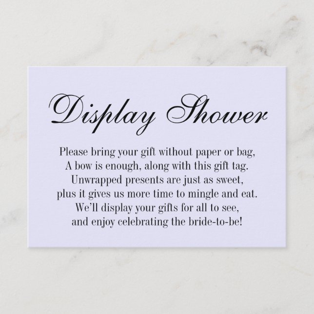 Elegantes, einfaches No Wrap Brautparty, Lavendel Begleitkarte (Vorderseite)