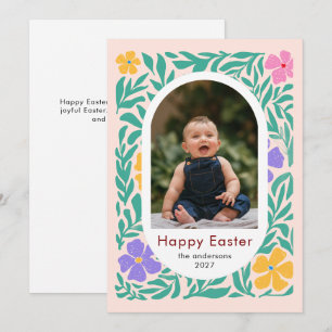 Elegantes einfaches ovales florales Oster-Familien Feiertagskarte