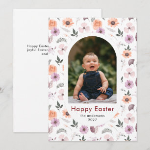 Elegantes einfaches ovales florales Ostern-Familie Feiertagskarte