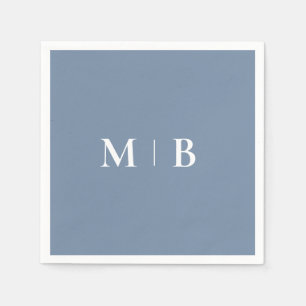 Elegantes einfaches Periwinkle- und Weiß-Monogramm Serviette