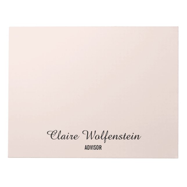 Elegantes, einfaches, rosa Personalisiertes Skript Notizblock (Vorderseite)