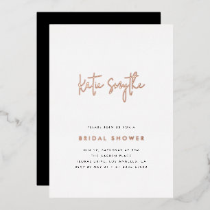 Elegantes Einfaches Rose Gold & Black Brautparty Folieneinladung