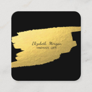 Elegantes einfaches Schwarz, Faux-Goldfolie-Pinsel Quadratische Visitenkarte