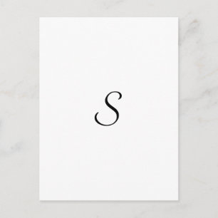 Elegantes einfaches Schwarz-Weiß-Monogramm Postkarte