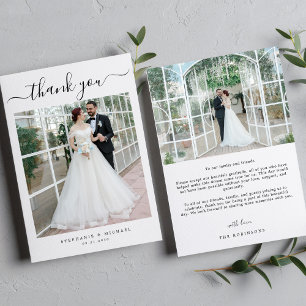 Elegantes Einfaches Script 2 Foto Hochzeit Dankeskarte