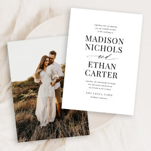 Elegantes Einfaches Script-Kalligrafie-Foto Hochze Einladung