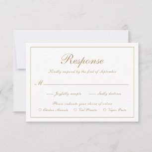 Elegantes einfaches Skript Gold feierliche Hochzei RSVP Karte