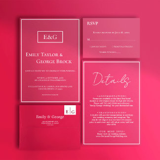 Elegantes einfaches Skript Viva Magenta Wedding De Begleitkarte